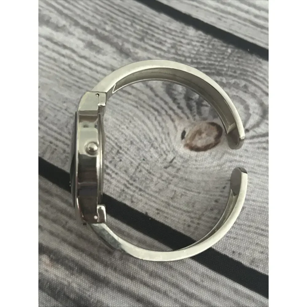 Studio Time Black Dial Silver Case And Band Women’s Cuff Watch